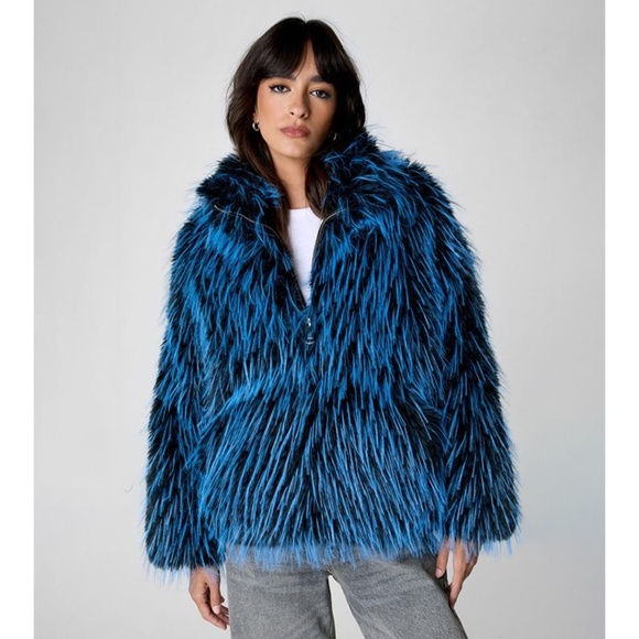 Nasty Gal Multi Faux Fur Jacket NWT - Picture 1 of 12